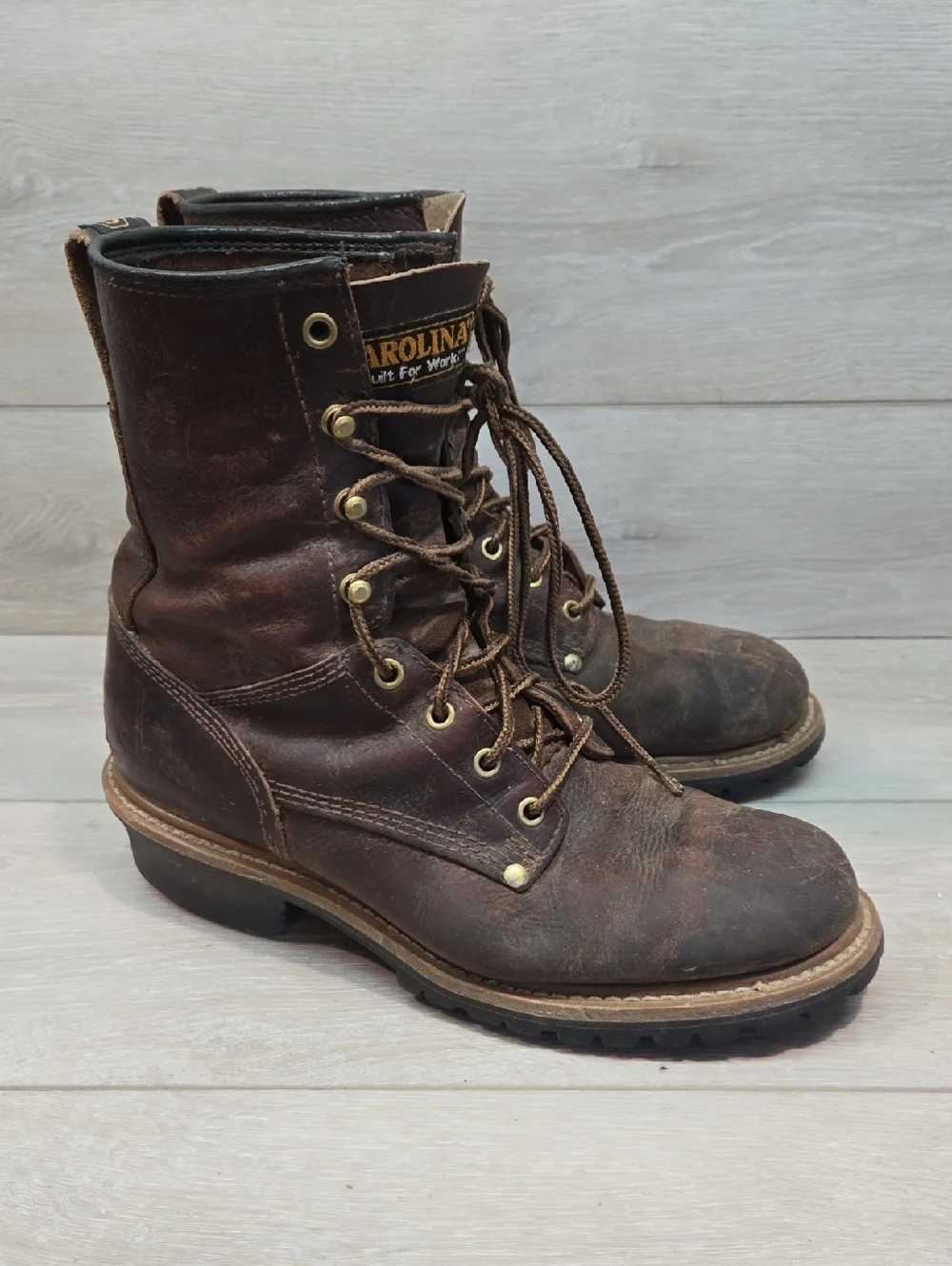 Carolina Men's VGNI18 Logger Leather Work Boots Lace-Up Moc Toe Shoes 9.5D